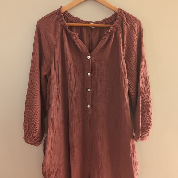 Gap Maternity Mauve Colored Gauze Lounge Jumpsuit Size Large - Picture 3 of 11